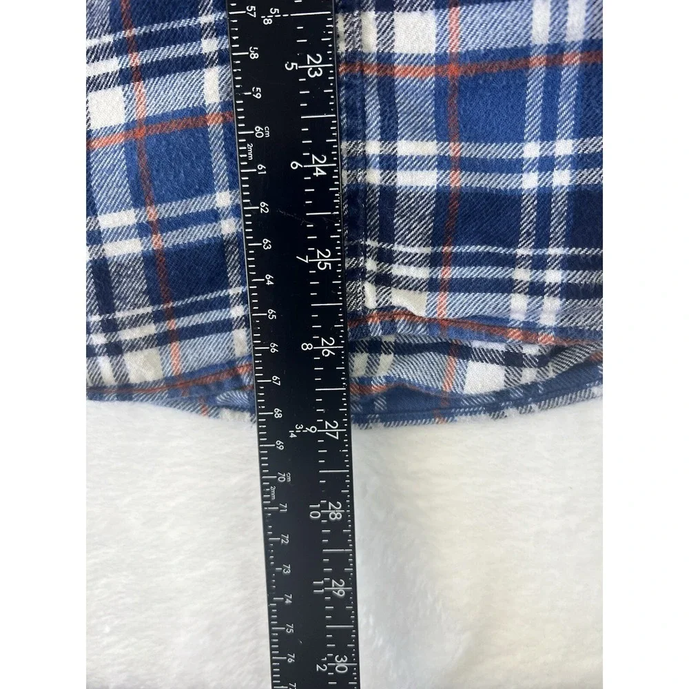 J Crew Button‎ Up Shirt Mens Sz XL Blue Flannel Plaid Casual Long Sleeve